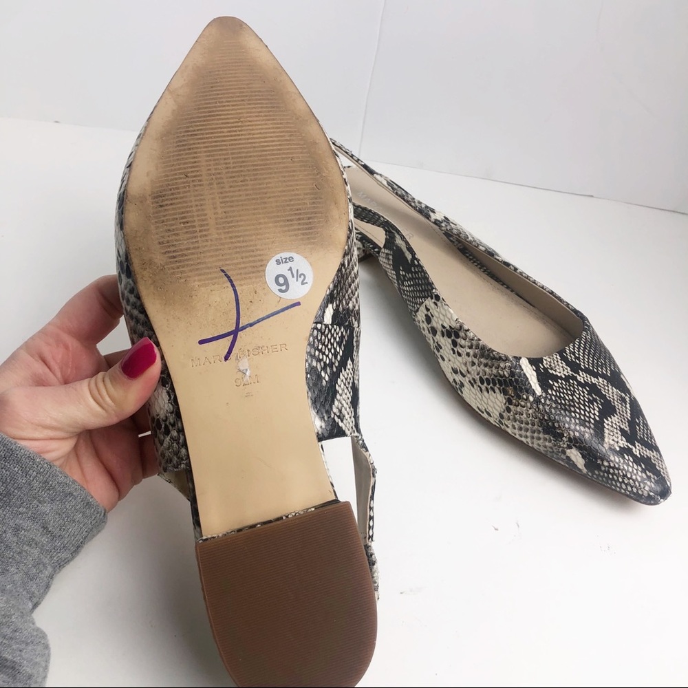 Marc Fisher Snake Print Pointed Toe Flats - image 3